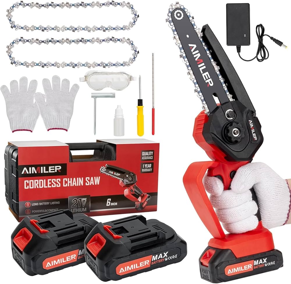 AIMILERチェーンソー、充電式チェーンソー、6インチチェーン2本 Amazon | AIMILERチェーンソー、充電式チェーンソー、6インチ